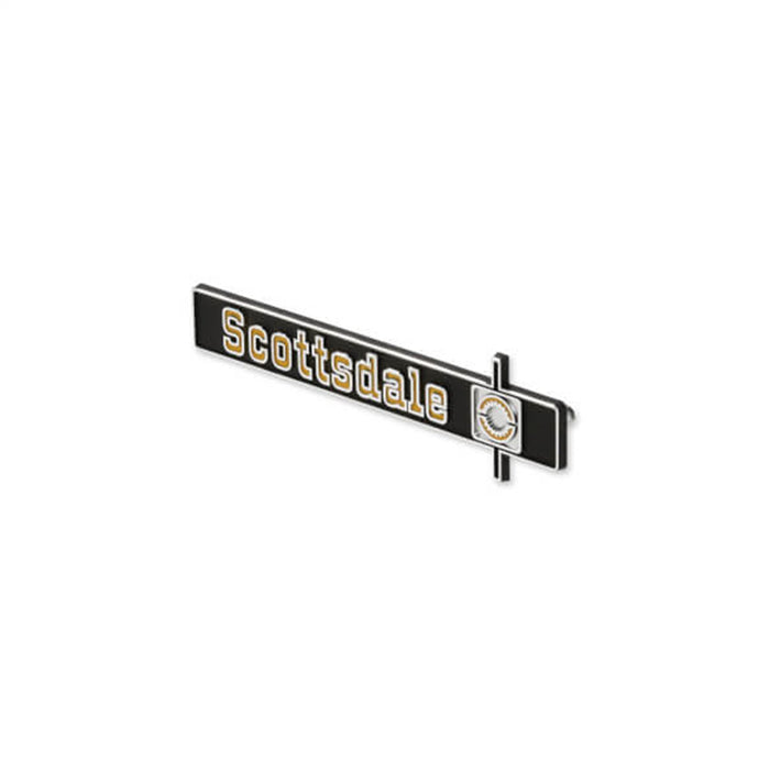Holley 05-186 Dashboard Emblem; Black/Yellow; Incl. All Factory Mounting Points; SCOTTSDALE; - Truck Part Superstore