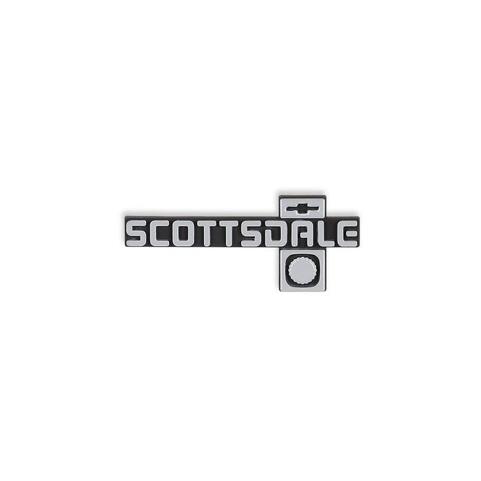 Holley 05-187 Dashboard Emblem; Black/Silver; Incl. All Factory Mounting Points; SCOTTSDALE; - Truck Part Superstore