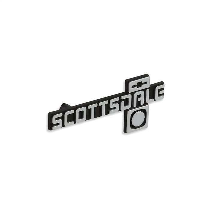Holley 05-187 Dashboard Emblem; Black/Silver; Incl. All Factory Mounting Points; SCOTTSDALE; - Truck Part Superstore