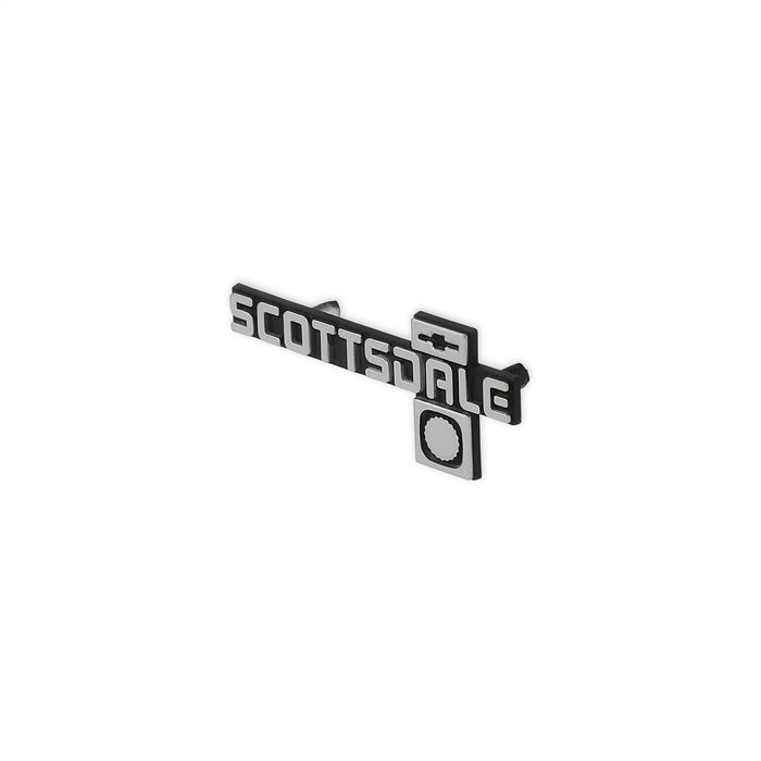 Holley 05-187 Dashboard Emblem; Black/Silver; Incl. All Factory Mounting Points; SCOTTSDALE; - Truck Part Superstore