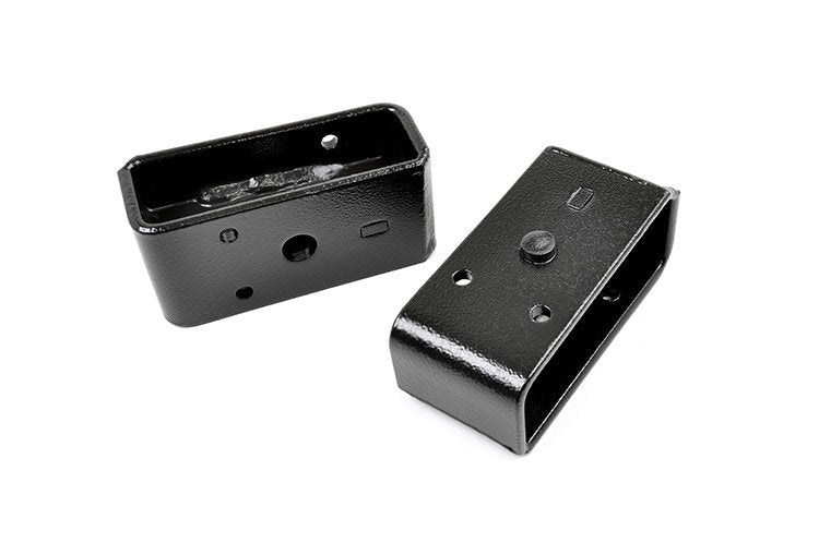 Rough Country 6592 2 Inch Rear Lift Blocks Single 9/16 Inch Pin Blocks 2.5-inches Wide Powdercoated Black Sold as a Pair Rough Country - Truck Part Superstore