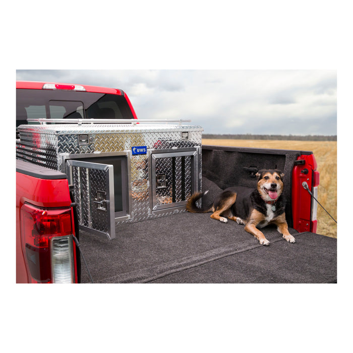 UWS DB-4848N Bright Aluminum 48in. x 48in. Double-Door Dog Box with Full Enclosure/Storage - Truck Part Superstore