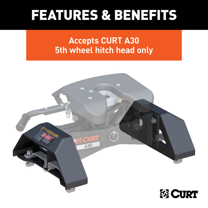 CURT 16024 Puck 5th Wheel Legs; Select Silverado; Sierra HD; 8ft. Bed; 30K; Carbide Black - Truck Part Superstore