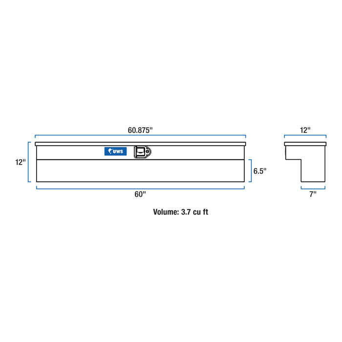 UWS EC30111 UWS EC30111 60-Inch Heavy-Wall Aluminum Truck Side Tool Box; RigidCore Lid - Truck Part Superstore
