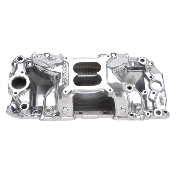 Edelbrock 75621 Edelbrock Polished RPM Air-Gap BBC Rect Port Intake Manifold - Truck Part Superstore