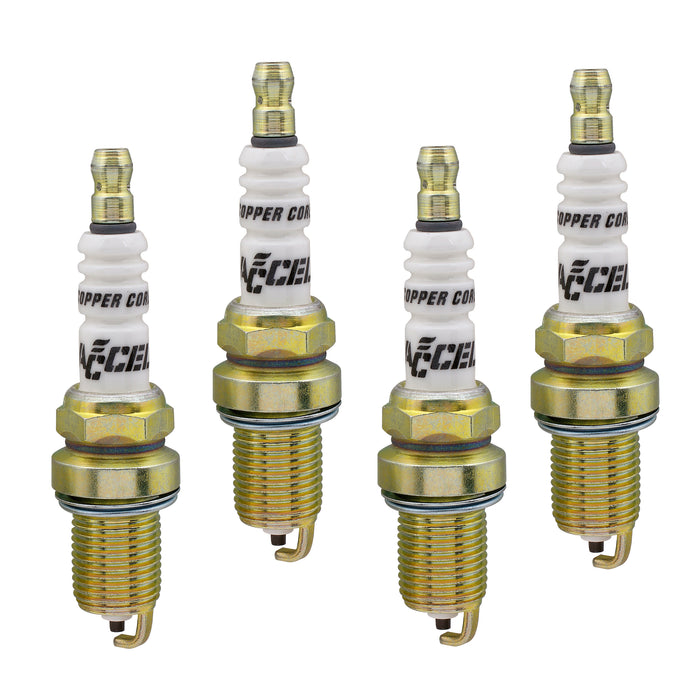ACCEL 0786-4 U-Groove Resistor Spark Plug; 14mm Thread; 3/4 in Reach; Hot Heat Range; 4 Pack; - Truck Part Superstore