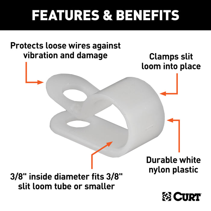 CURT 59828 CURT 59828 3/8-Inch Convoluted Slit Loom Wire Protection Tube Clamps; 25-Pack - Truck Part Superstore