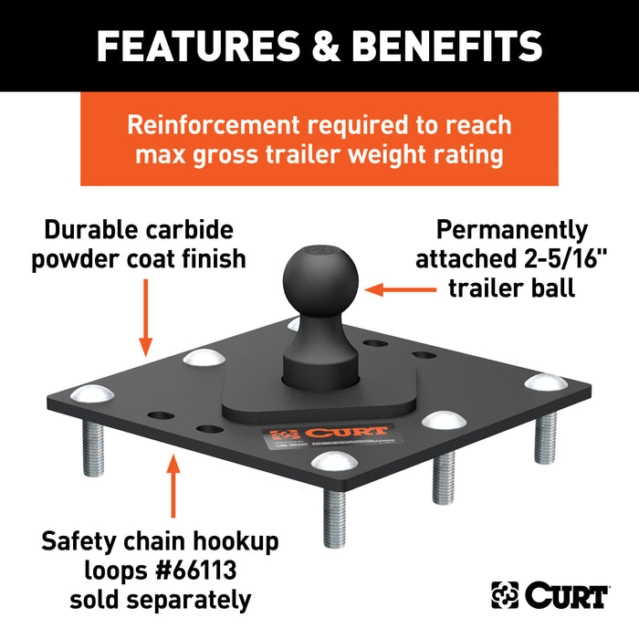 CURT 61100 CURT 61100 Over-Bed Fixed Ball Gooseneck Hitch; 30;000 lbs; 2-5/16-Inch Ball - Truck Part Superstore