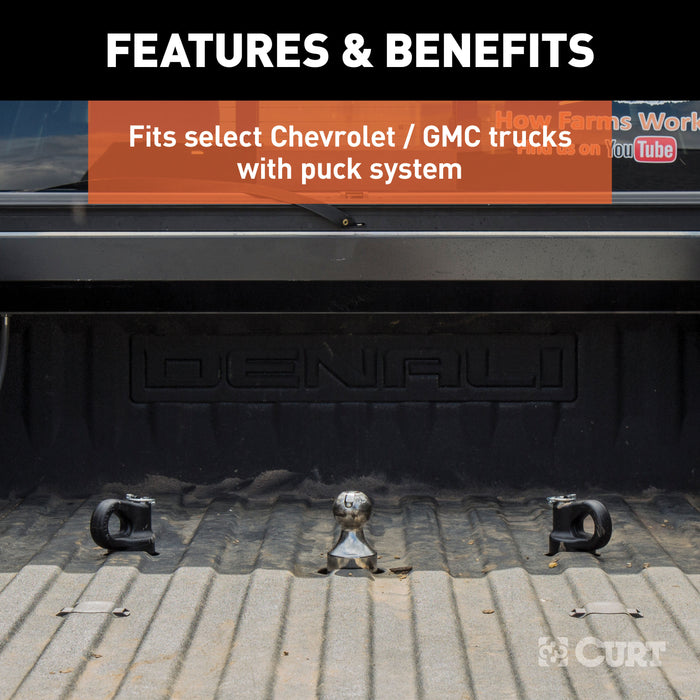 CURT 60691 OEM Puck System Gooseneck Safety Chain Anchors; Chevy; Ford; GMC; Nissan (38K) - Truck Part Superstore