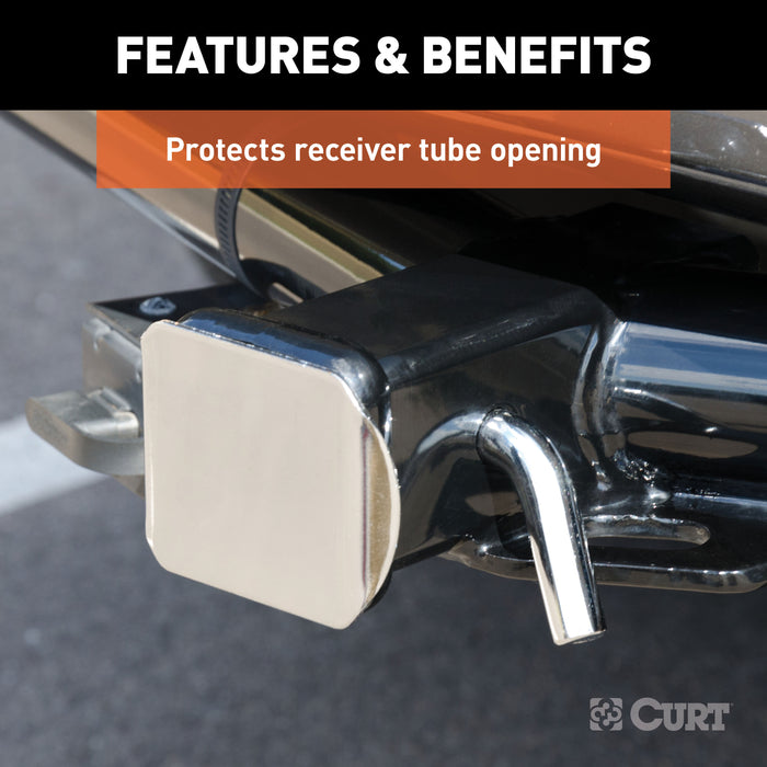 CURT 22110 CURT 22110 Chrome Steel Trailer Hitch Cover; Fits 2-Inch Receiver - Truck Part Superstore