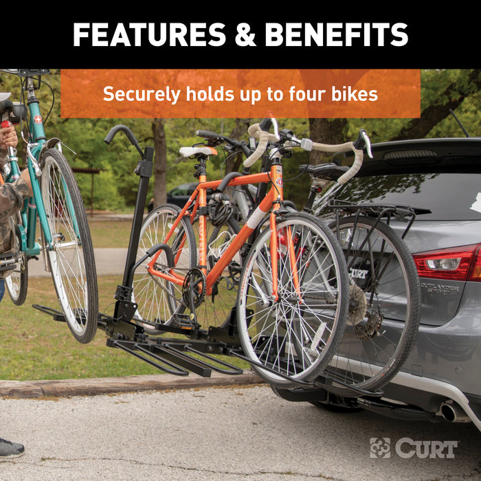 CURT 18087 Tray-Style Hitch-Mounted Bike Rack (4 Bikes; 2in. Shank) - Truck Part Superstore