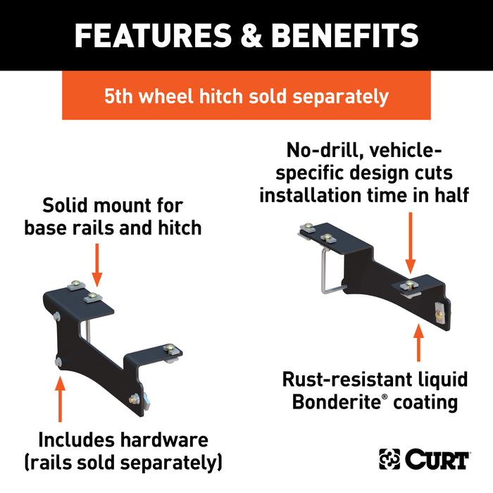 CURT 16429 Custom 5th Wheel Brackets; Select Chevrolet Silverado; GMC Sierra 2500; 3500 HD - Truck Part Superstore