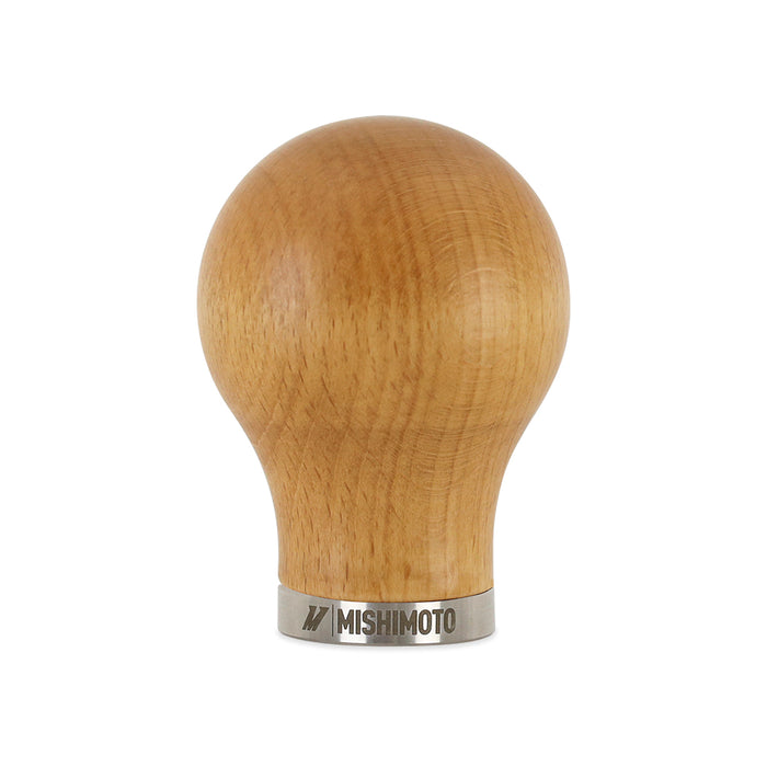 Mishimoto MMSK-WD-RBE Round Steel Core Wood Shift Knob, Beech Wood - Truck Part Superstore
