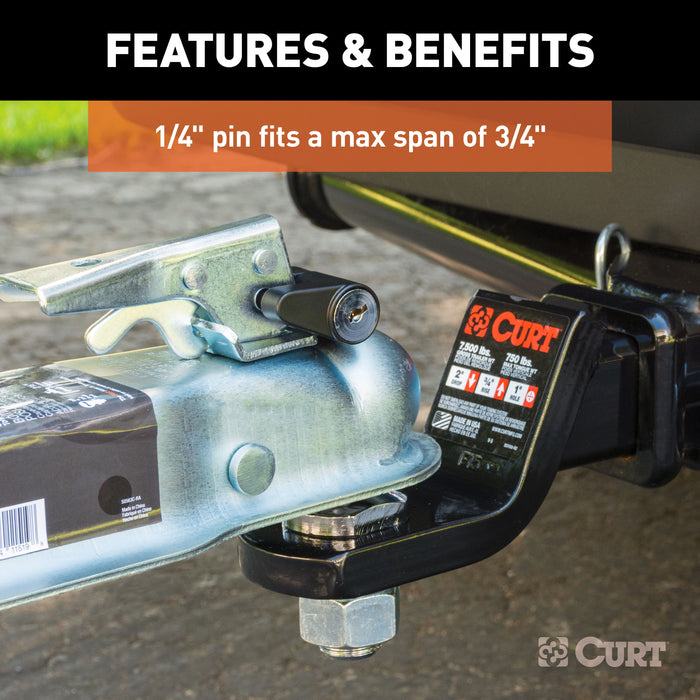 CURT 23521 Coupler Lock (1/4in. Pin; 3/4in. Latch Span; Padlock; Black) - Truck Part Superstore