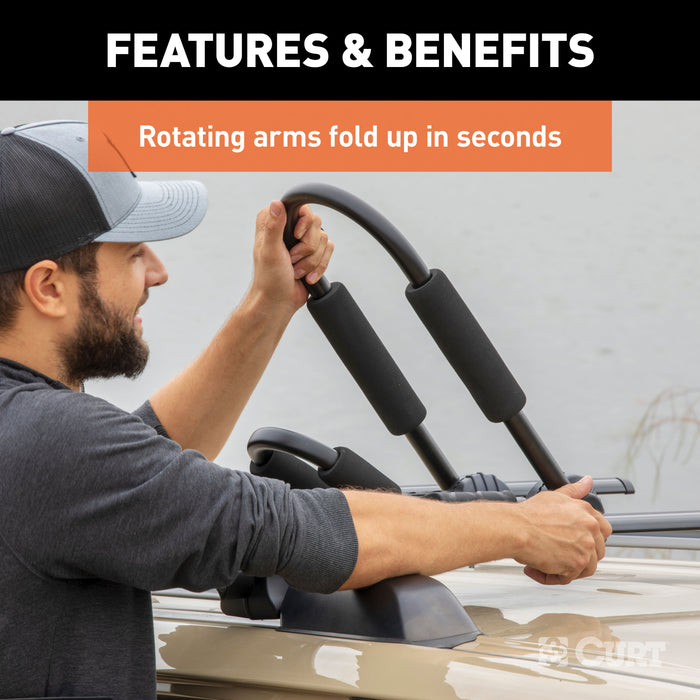 CURT 18320 CURT 18320 Fully Adjustable Aluminum Universal Kayak Roof Rack Carrier; 2-Pack - Truck Part Superstore