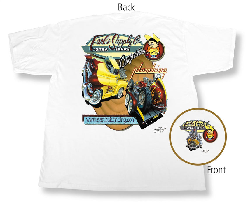 Earl's Performance 10001-MDERL Earls Retro Tee; Medium; White; - Truck Part Superstore