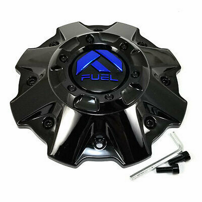 Fuel 2PC 1001-81GBK FUEL GL-BLK BLUE LOGO CAP (FLAT) - Truck Part Superstore