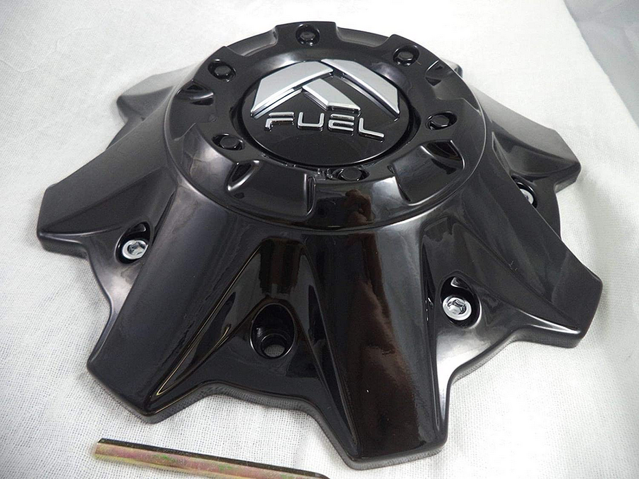 Fuel 2PC 1001-83GB FUEL 8 LUG GLOSS BLACK CAP (FLAT BOTTOM) - Truck Part Superstore