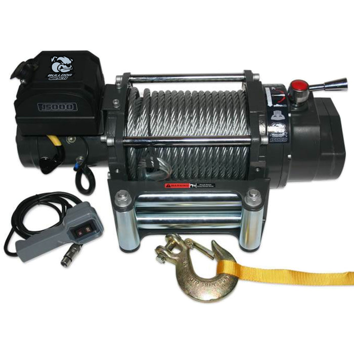 Bulldog Winch 10012 15,000 LB Winch Heavy Duty W/92 FT Wire Rope Bulldog Winch - Truck Part Superstore