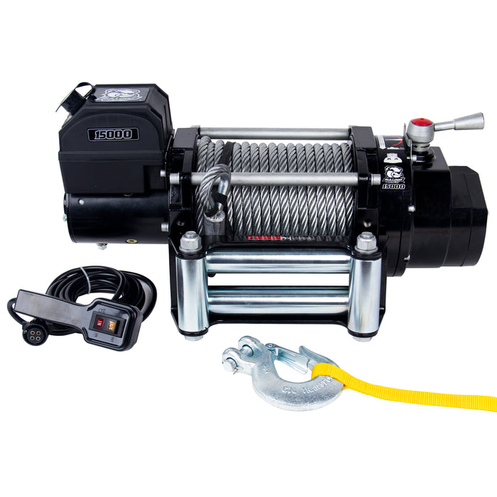 Bulldog Winch 10012 15,000 LB Winch Heavy Duty W/92 FT Wire Rope Bulldog Winch - Truck Part Superstore