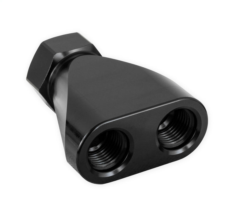 Earl's Performance 100160ERL Fuel Distribution Y Block; One -8AN O-Ring Port; Two -6AN O-Ring Port; - Truck Part Superstore
