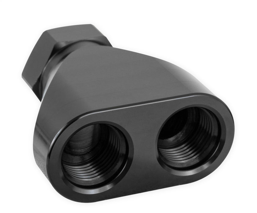 Earl's Performance 100161ERL Fuel Distribution Y Block; One -10AN O-Ring Port; Two -8AN O-Ring Port; - Truck Part Superstore