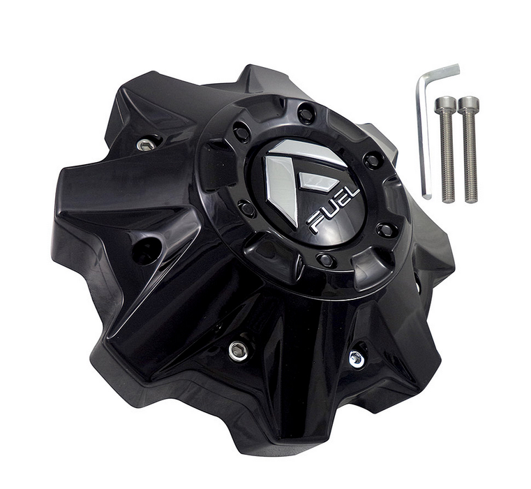 Fuel 2PC 1002-49GB FUEL 8L FLAT BOTTOM GLOSS BLACK CAP - Truck Part Superstore