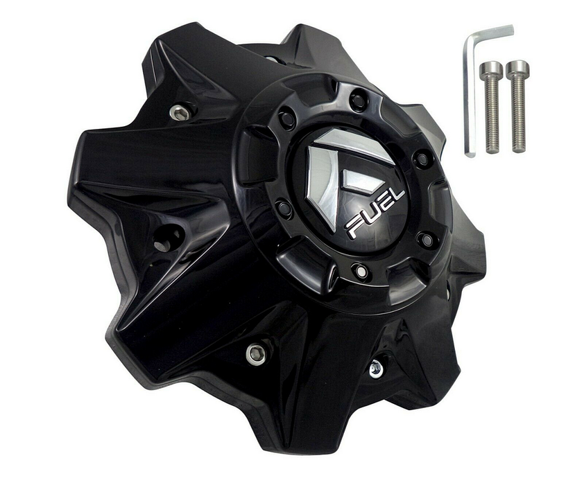 Fuel 2PC 1002-53GB FUEL 8LUG CAP W/ RISER GLOSS BLACK - Truck Part Superstore