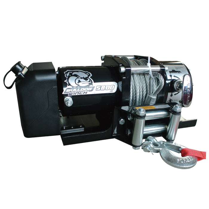Bulldog Winch 10029 5,800 LB Trailer Winch 55 Ft Wire Rope Roller Fairlead Mount Plate Low Profile Bulldog Winch - Truck Part Superstore