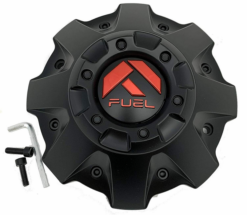 Fuel 2PC 1003-21MBQ FUEL BLACK 18 CODE CAP - SHORT RED LOGO - Truck Part Superstore