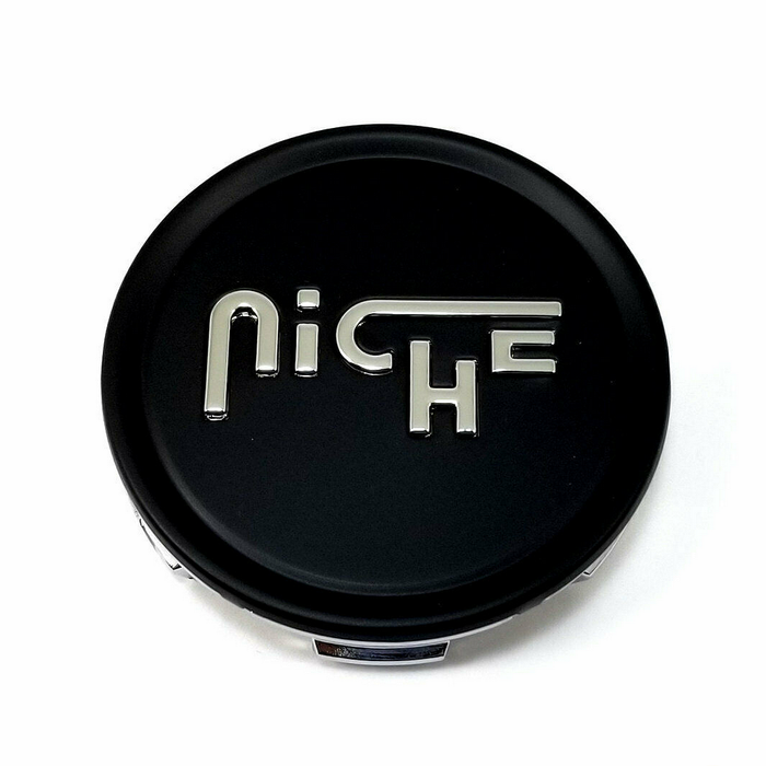 Niche Mono 1003-22MBS NICHE 2.70" FLAT CAP-MT-BLK SILVER LOGO - Truck Part Superstore