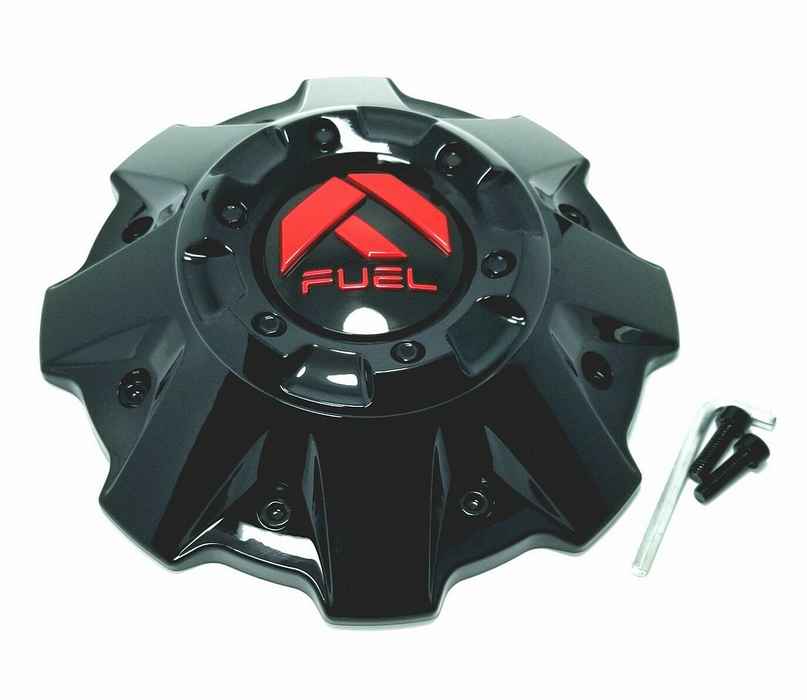 Fuel 2PC 1003-37GBQ FUEL DUALLY CAP - FRONT G-BLK RED LOGO - Truck Part Superstore