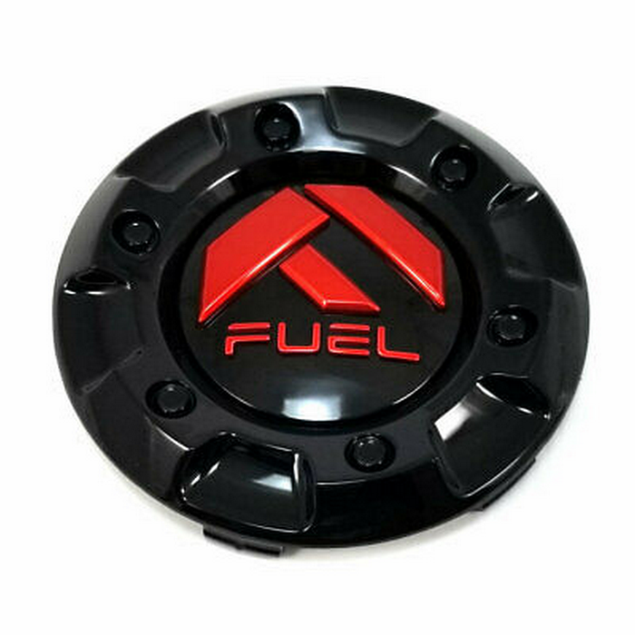 Fuel 2PC 1003-84GBQ FUEL 8 BAR SHORT CAP-GL-BLK RED LOGO - Truck Part Superstore