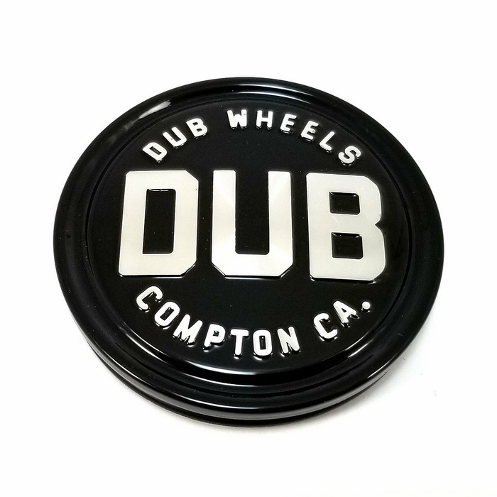 DUB 1PC 1003-95-04GB DUB COMPTON 3"FLAT CAP GL-BLK SLVR LOGO - Truck Part Superstore