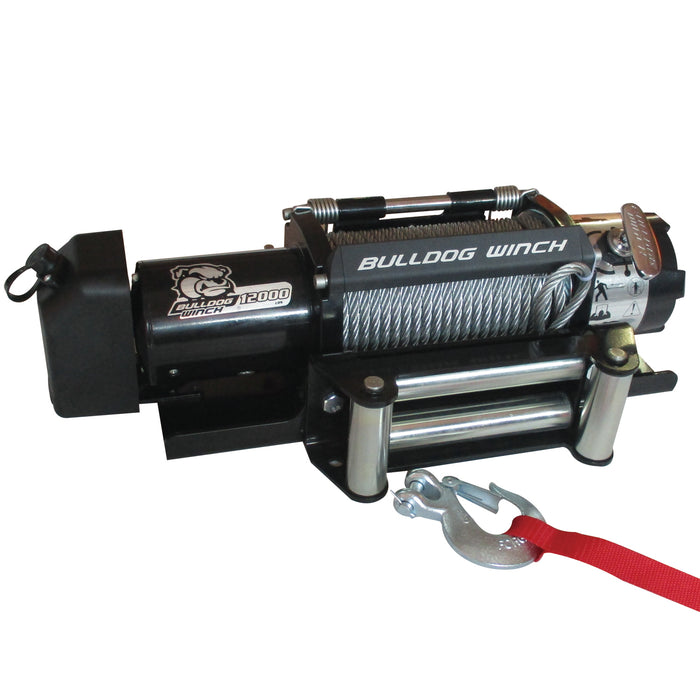 Bulldog Winch 10039 12,000 LB Trailer Winch 100 Ft Wire Rope Roller Fairlead Bulldog Winch - Truck Part Superstore