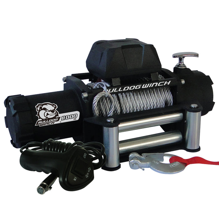 Bulldog Winch 10041 8,000 LB Winch 100 Ft Wire Rope W/5.2hp Series Wound Motor Roller Fairlead Bulldog Winch - Truck Part Superstore