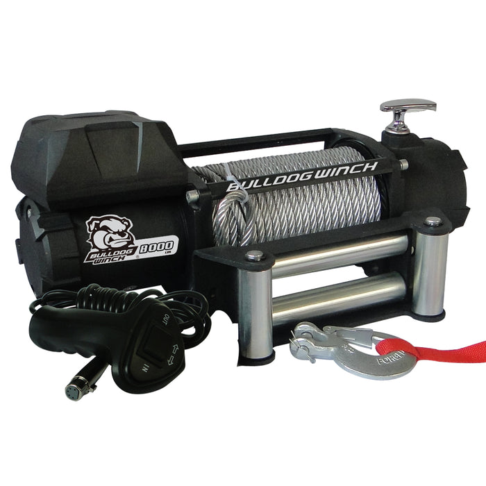 Bulldog Winch 10041 8,000 LB Winch 100 Ft Wire Rope W/5.2hp Series Wound Motor Roller Fairlead Bulldog Winch - Truck Part Superstore