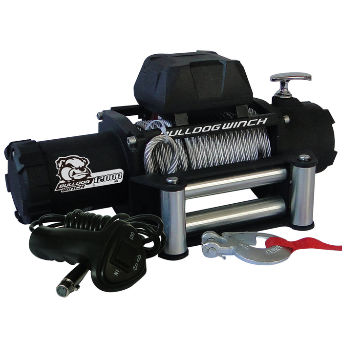Bulldog Winch 10043 12,00 LB Winch 100 Ft Wire Rope 6.0hp Series Wound Motor Roller Fairlead Bulldog Winch - Truck Part Superstore