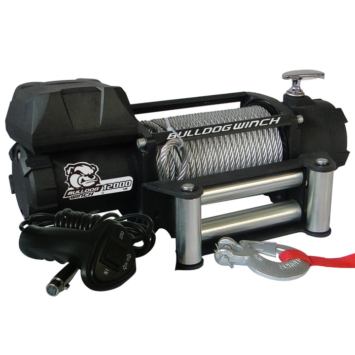 Bulldog Winch 10043 12,00 LB Winch 100 Ft Wire Rope 6.0hp Series Wound Motor Roller Fairlead Bulldog Winch - Truck Part Superstore