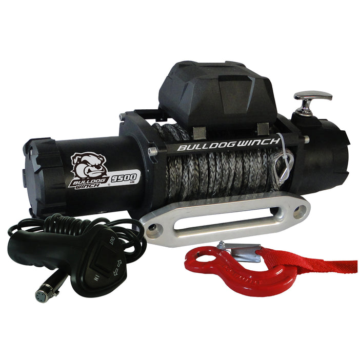 Bulldog Winch 10045 9,500 LB Winch 100 Ft Synthetic Rope 5.5hp Series Wound Motor Roller Fairlead Bulldog Winch - Truck Part Superstore