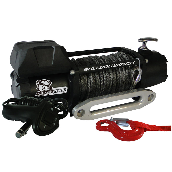 Bulldog Winch 10045 9,500 LB Winch 100 Ft Synthetic Rope 5.5hp Series Wound Motor Roller Fairlead Bulldog Winch - Truck Part Superstore