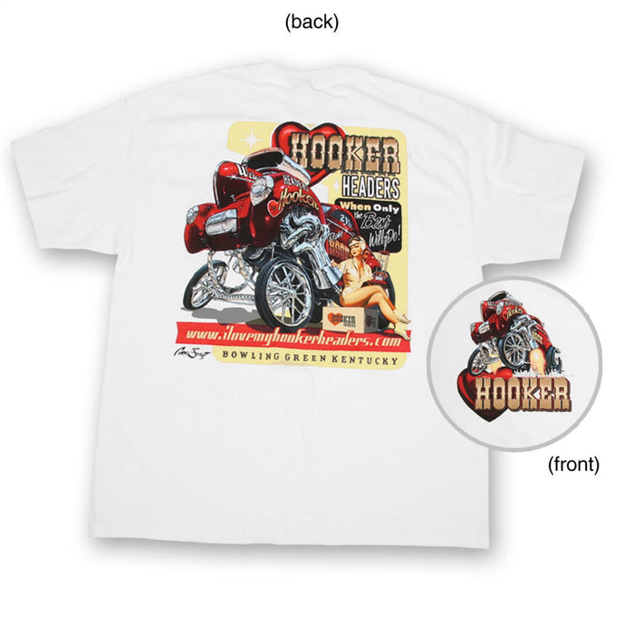 Hooker 10149-XXXLHKR Hooker T-Shirt; Willys Pin Up Retro Design; White; XXXLarge; - Truck Part Superstore