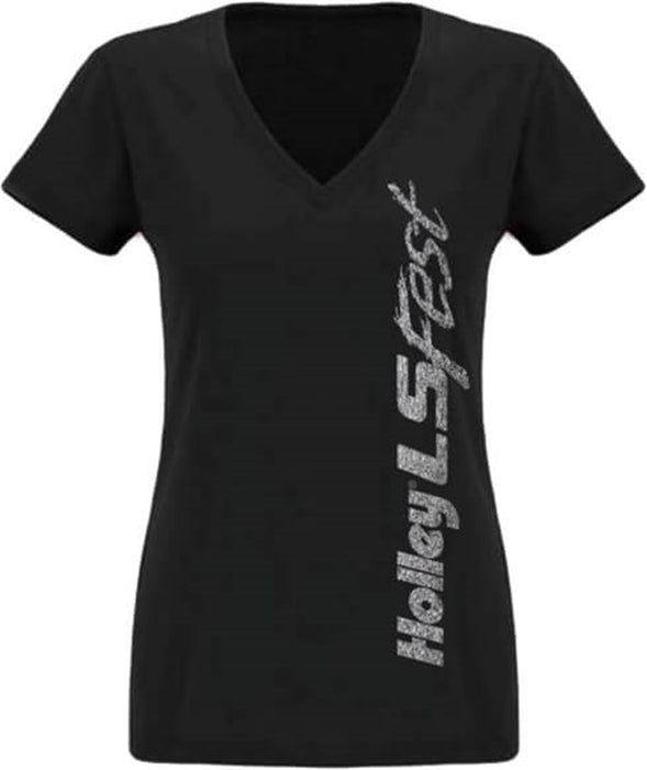 Holley 10245-2XHOL LS Ladies Block Party Tee; Black; V-Neck; Short Sleeve; Tee Style; XXLarge; - Truck Part Superstore