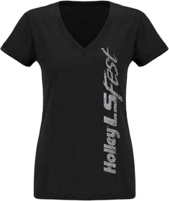 Holley 10245-2XHOL LS Ladies Block Party Tee; Black; V-Neck; Short Sleeve; Tee Style; XXLarge; - Truck Part Superstore