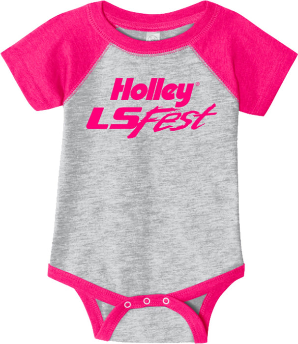 Holley 10262-1ZHOL LS Fest Bodysuit; Heather/Pink; Crew Neck; Onesie; Short Sleeve; Youth 12 Month; - Truck Part Superstore