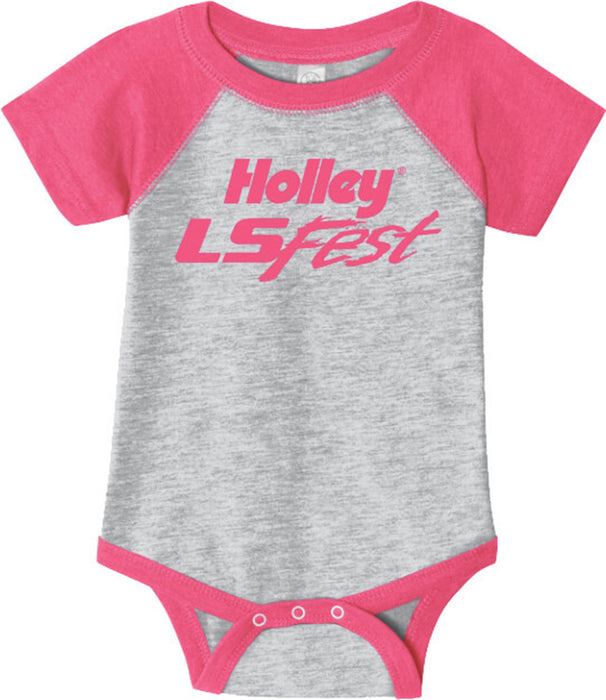 Holley 10262-1ZHOL LS Fest Bodysuit; Heather/Pink; Crew Neck; Onesie; Short Sleeve; Youth 12 Month; - Truck Part Superstore