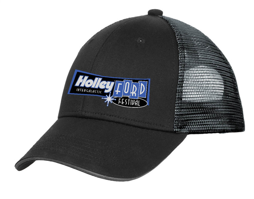 Holley 10279HOL Ford Fest Cap; Black/Silver; Adjustable Trucker Hat; - Truck Part Superstore