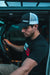 Rigid Industries 1029 RIGID Retro Trucker Hat With Offset Logo; Black Front; White Mesh Snapback - Truck Part Superstore
