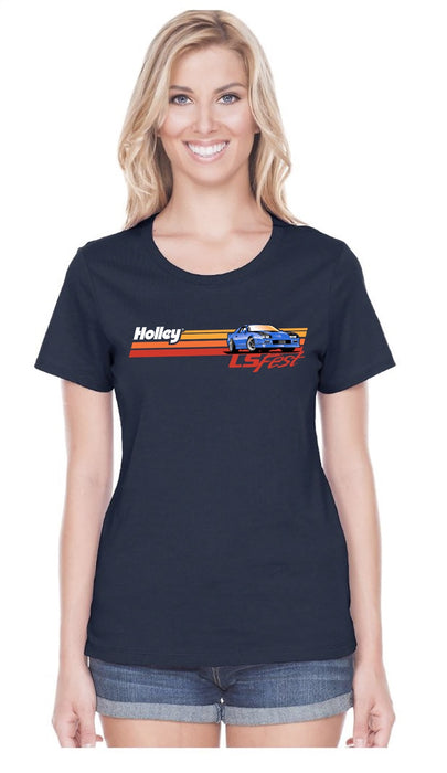 Holley 10314-SMHOL 2021 LS Fest Ladies Retro Camaro Stripe T-Shirt - Truck Part Superstore