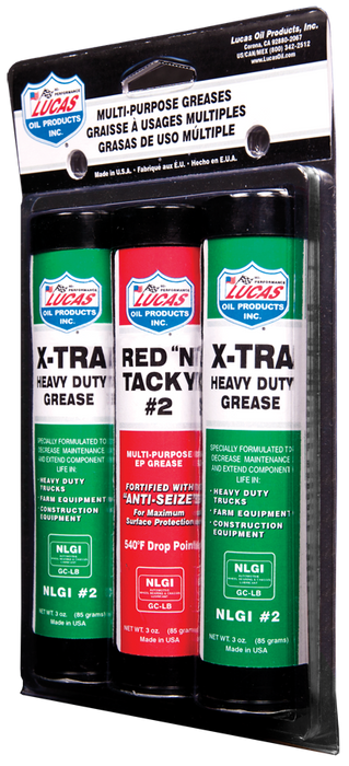Lucas Oil Products 10315 3oz.Grease Combo Pack (2) X-tra HD, (1) Red N Tacky - Truck Part Superstore